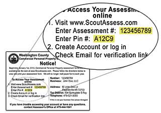 Assessment Number and PIN on postcard.